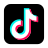 TikTok logo with black background, white logo, and teal and pink shadow. Links to STEAM-3D Maker Lab's TikTok page. 